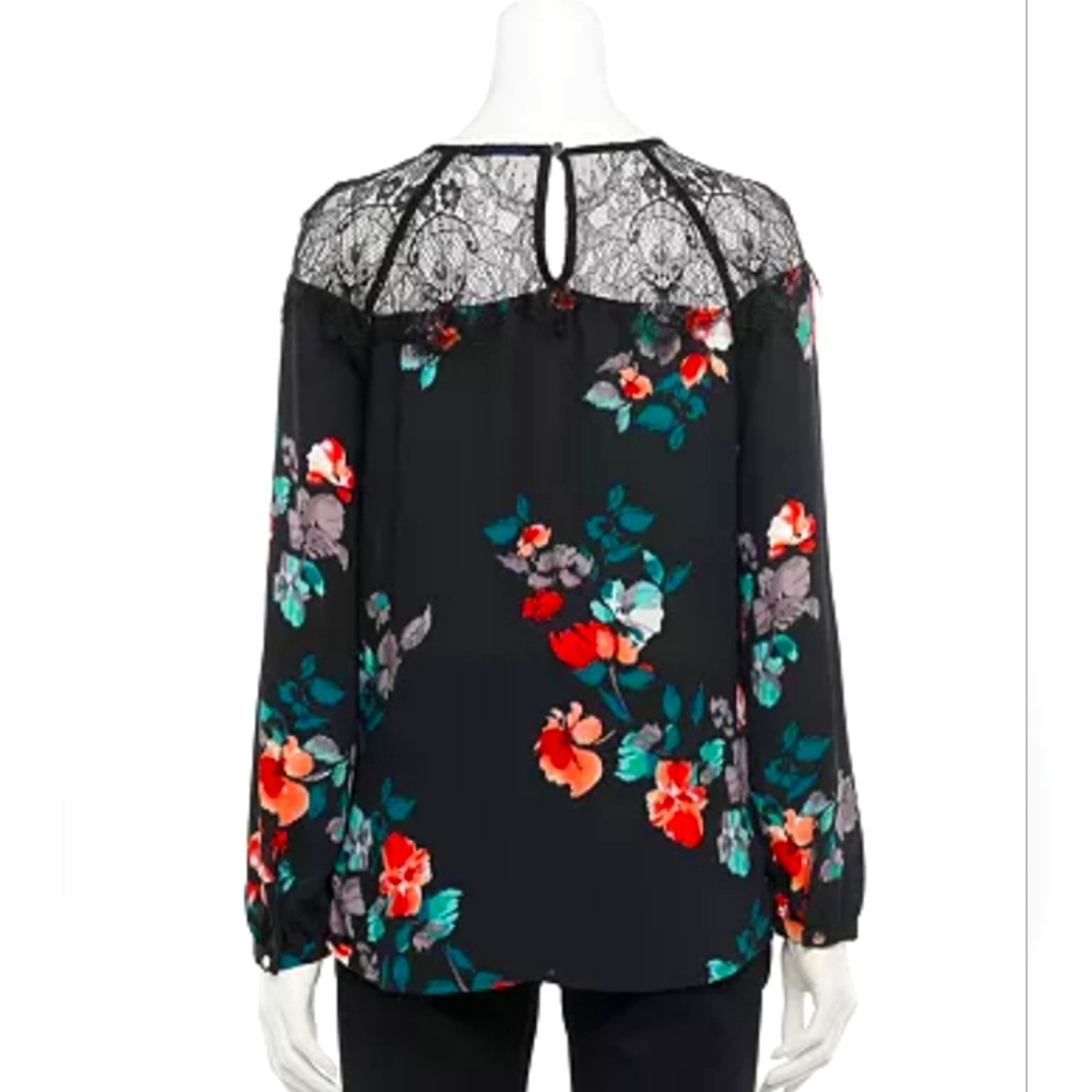 Apt 9 Chiffon Lace Yoke Blouse